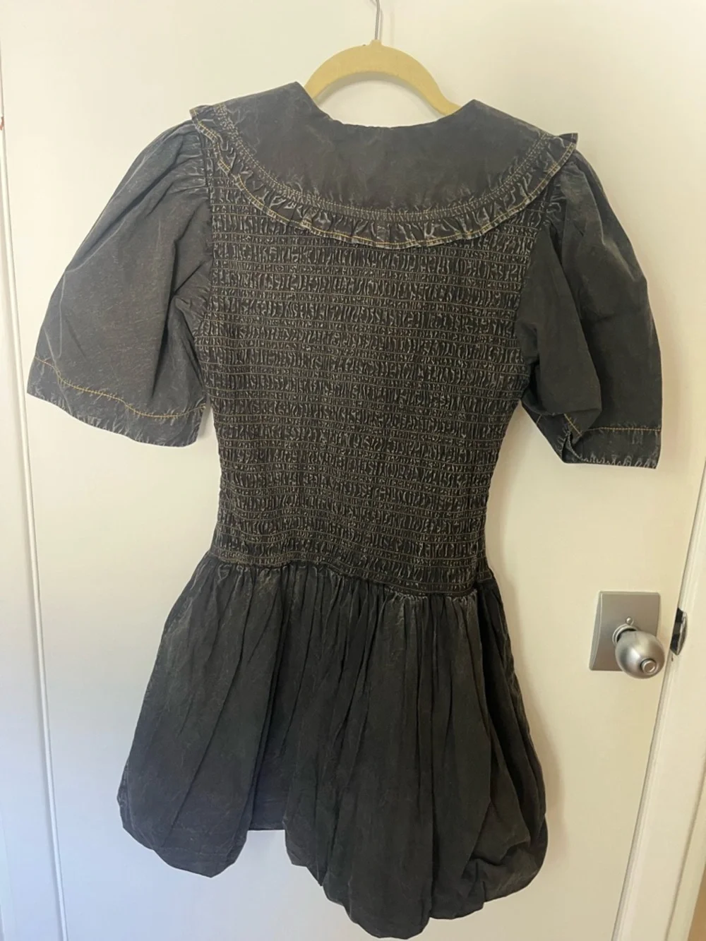 GANNI Garment Dyed Cotton Mini Smock - Picture 3 of 5